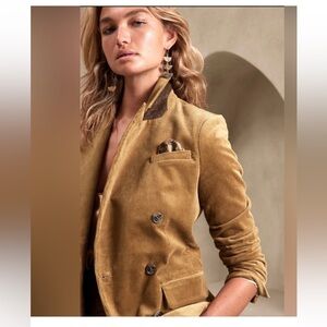 Banana Republic Rivoli Oversize Double-Breasted Corduroy Blazer Brown size 4 NWT